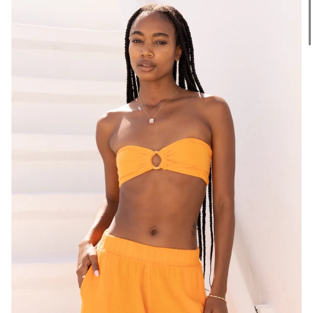 Orange Strapless Bikini Top